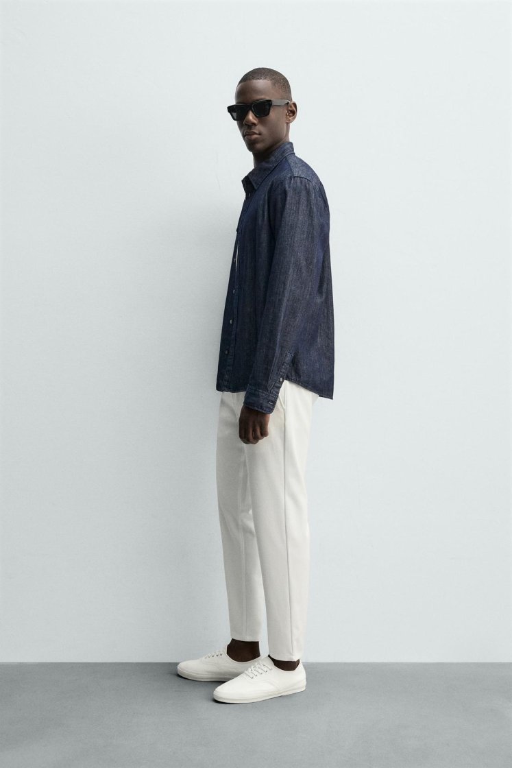Zara Comfort Stretch Chino Trousers — White