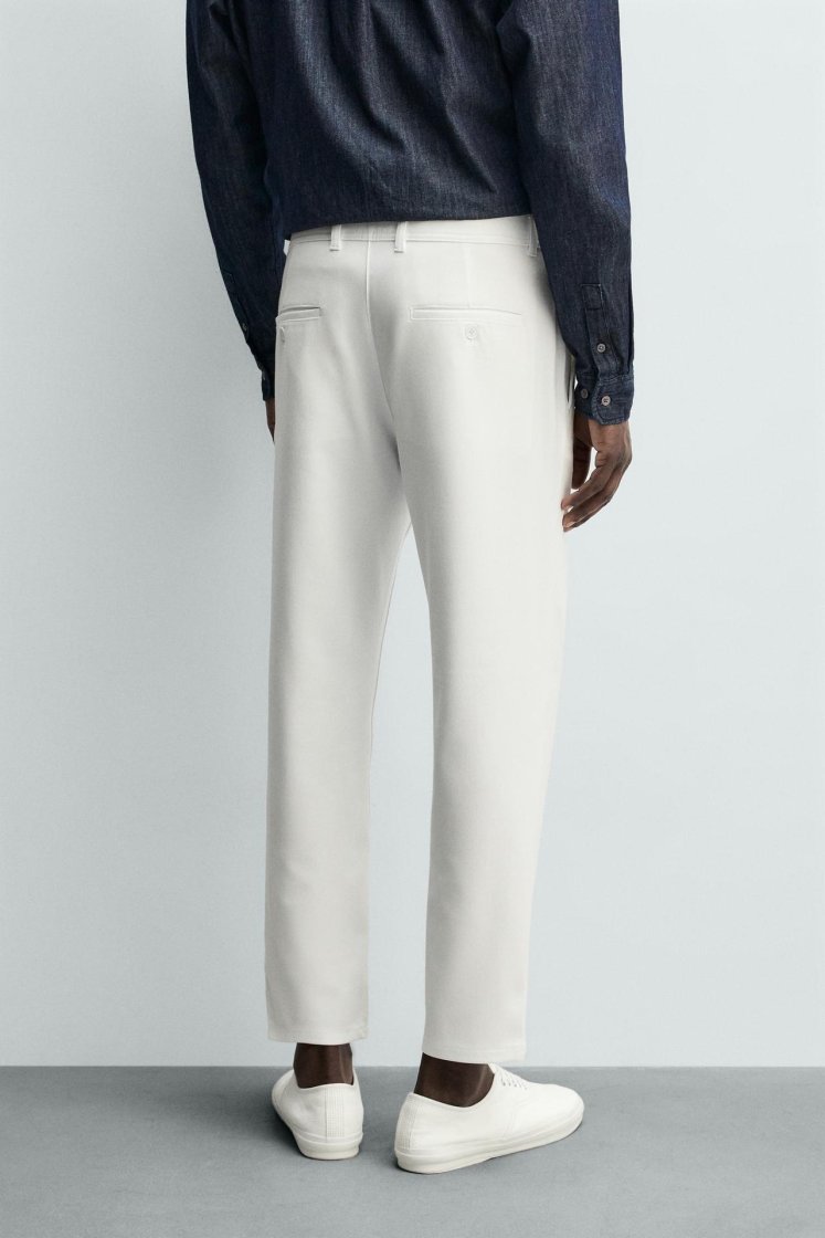 Zara Comfort Stretch Chino Trousers — White