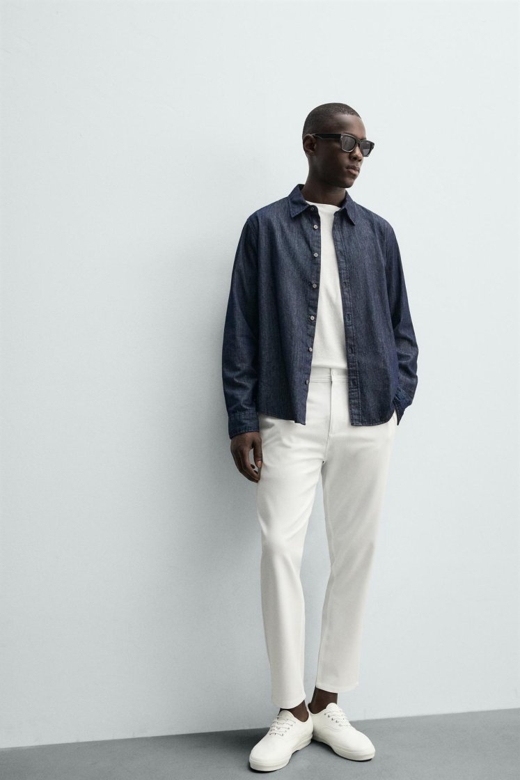 Zara Comfort Stretch Chino Trousers — White