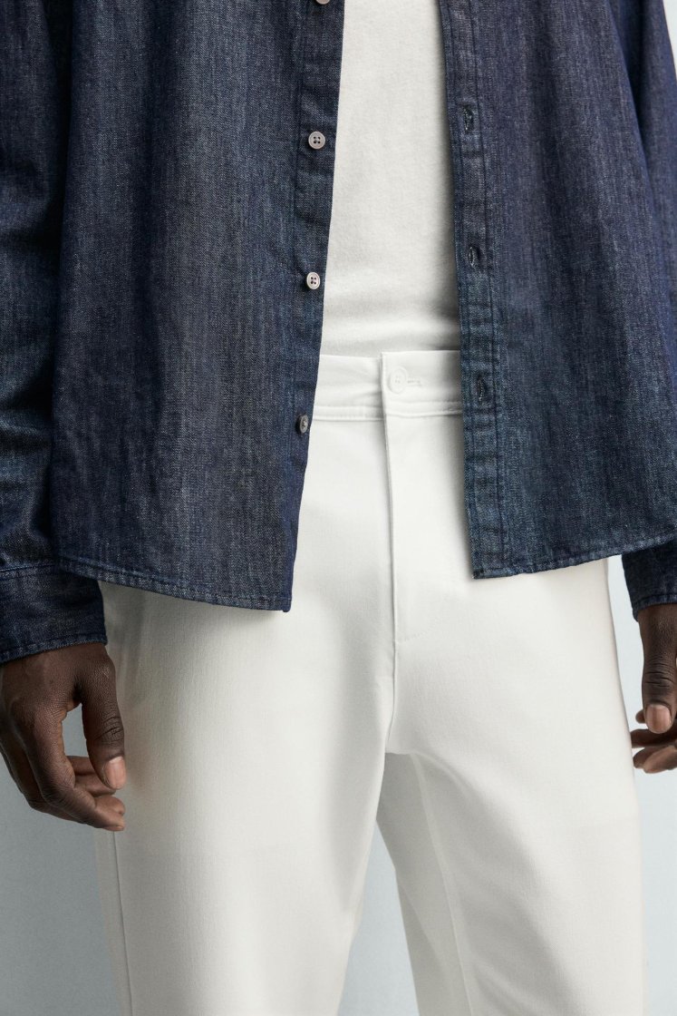 Zara Comfort Stretch Chino Trousers — White