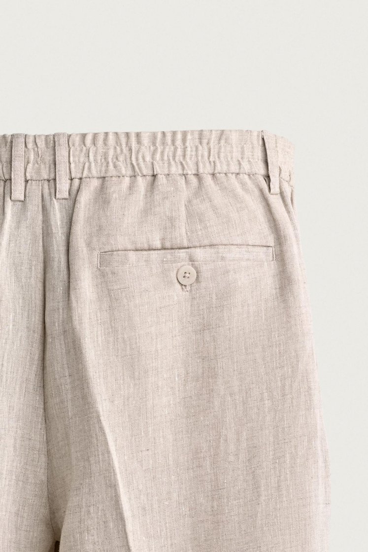 Zara PANTALON REGULAR FIT 100% LIN — Beige clair