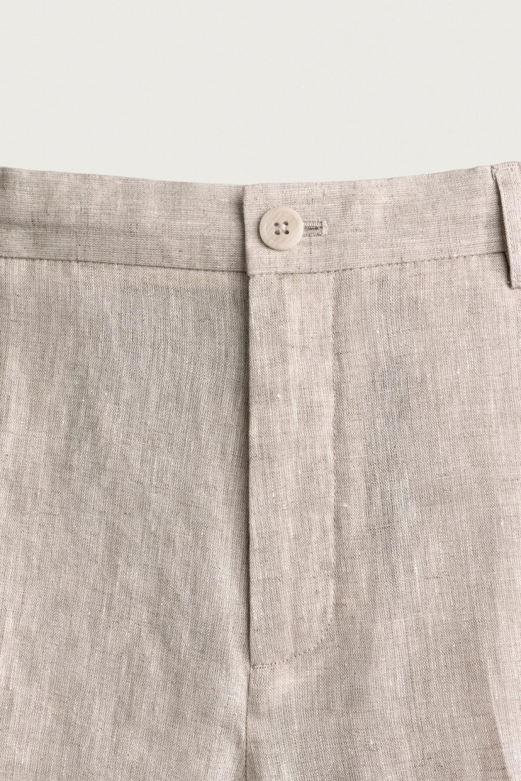 Zara PANTALON REGULAR FIT 100% LIN — Beige clair