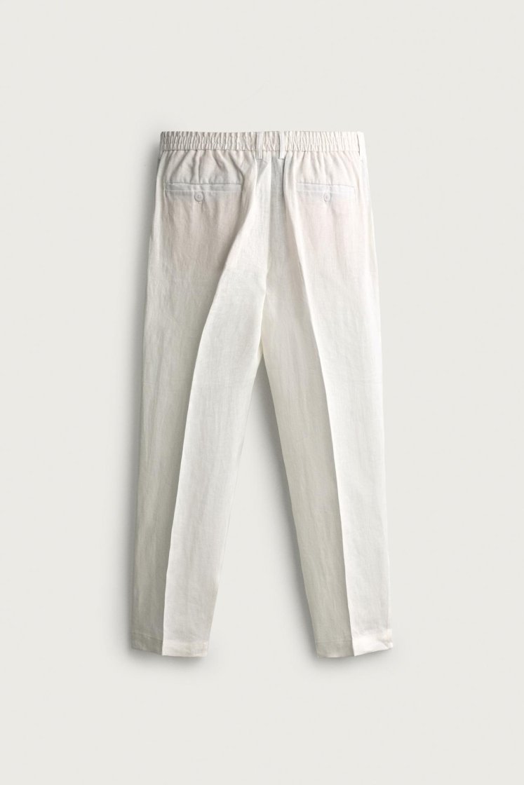 Zara PANTALON REGULAR FIT 100% LIN — Blanc