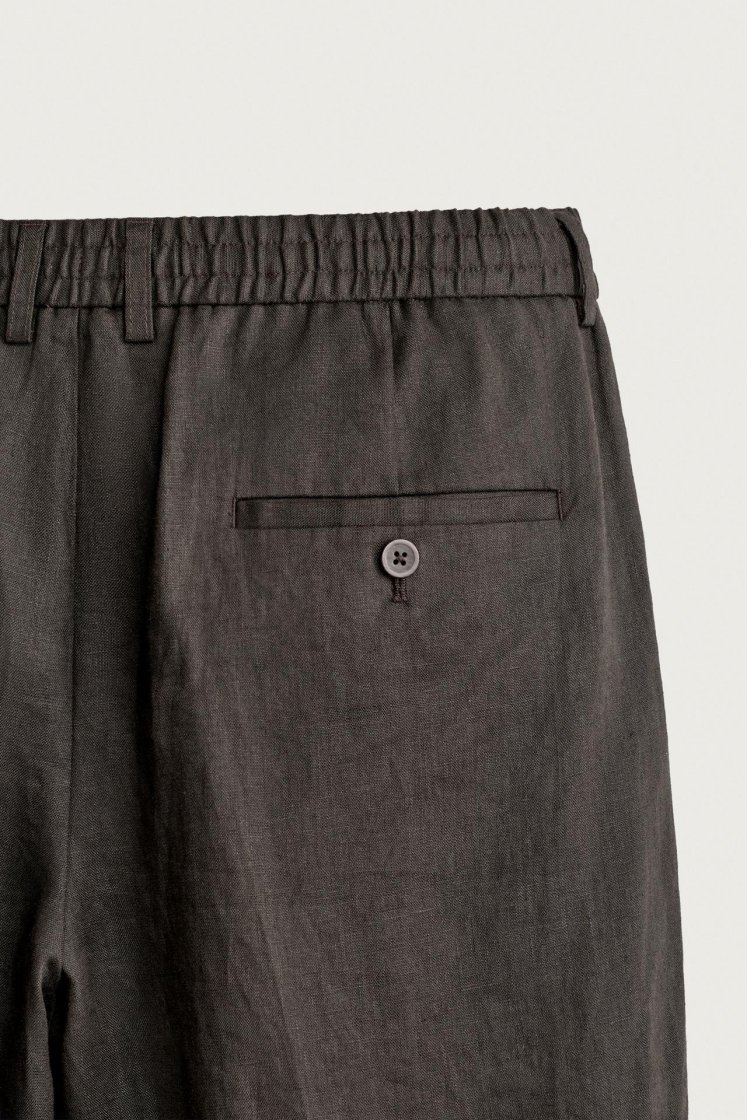 Zara PANTALON REGULAR FIT 100% LIN — Marron