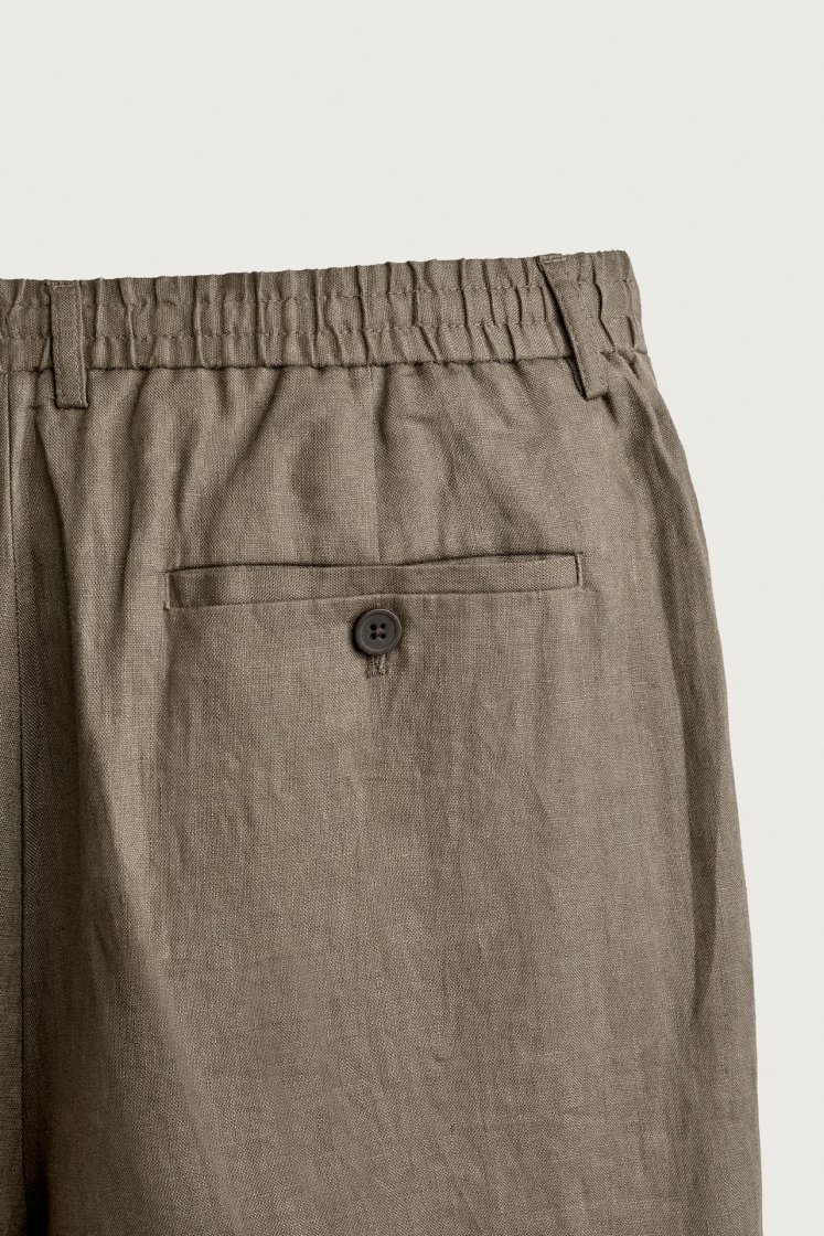 Zara PANTALON REGULAR FIT 100% LIN — Vison