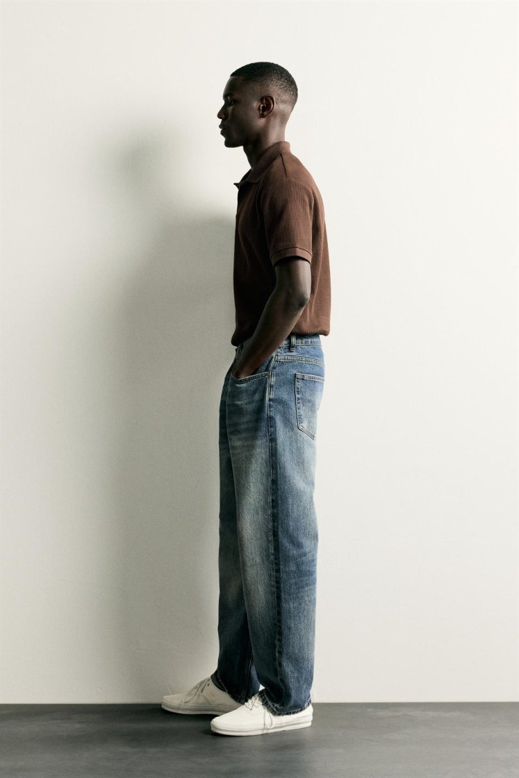 Zara POLO À STRUCTURE VERTICALE — Marron