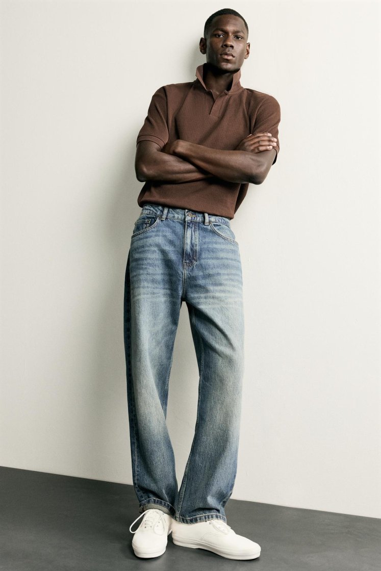 Zara POLO À STRUCTURE VERTICALE — Marron
