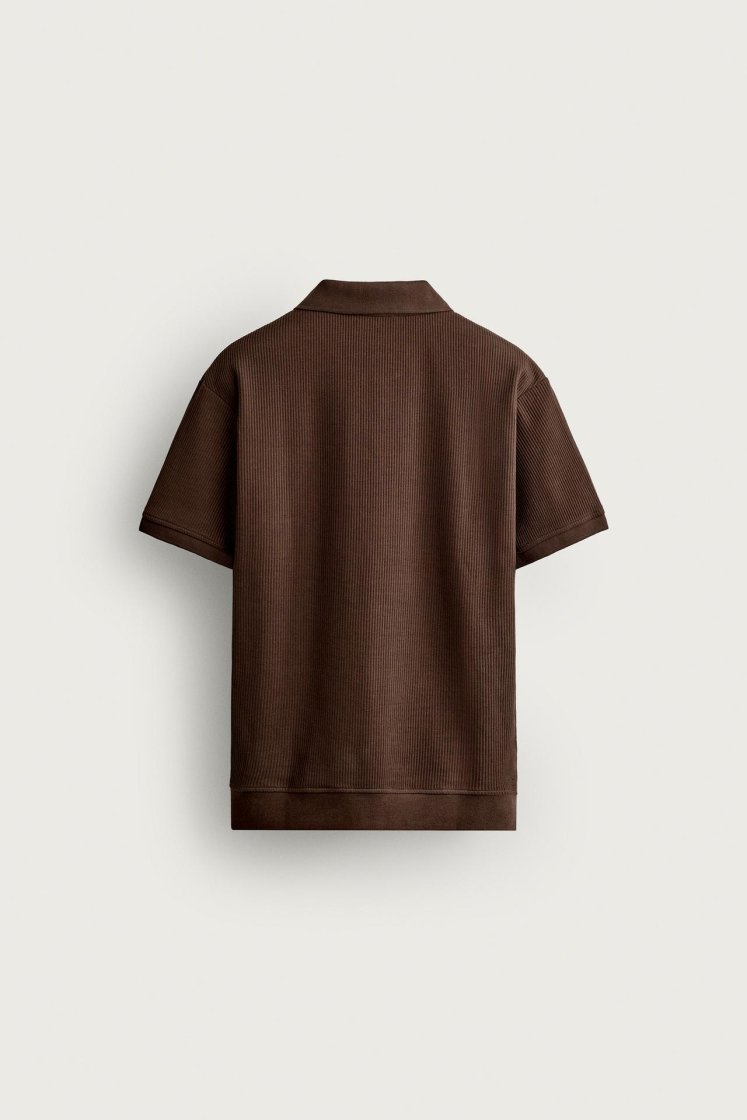 Zara POLO À STRUCTURE VERTICALE — Marron