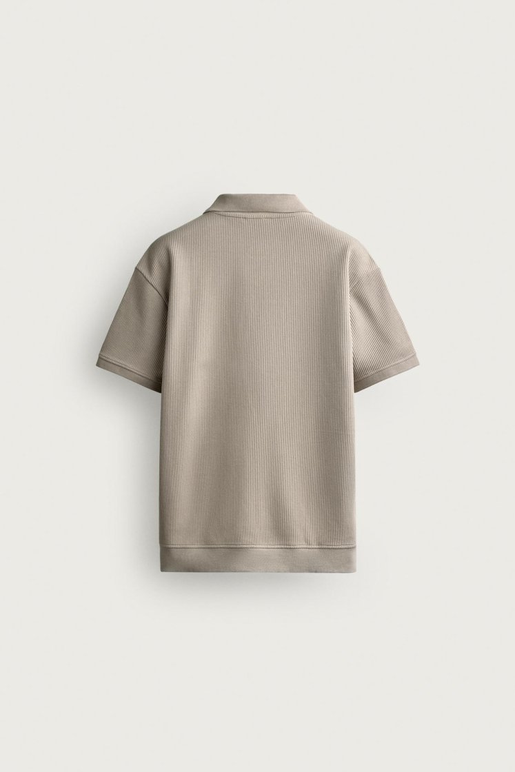 Zara POLO À STRUCTURE VERTICALE — Marron clair