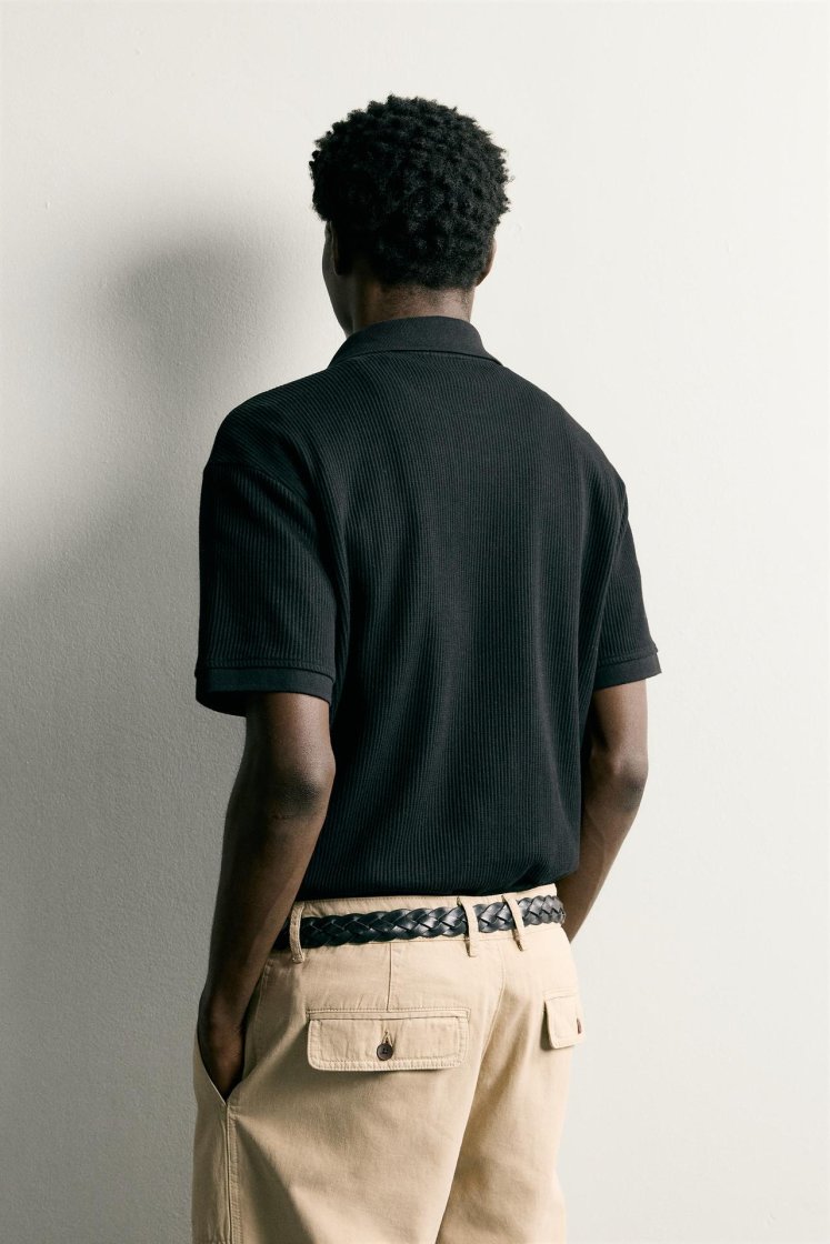 Zara POLO À STRUCTURE VERTICALE — Noir