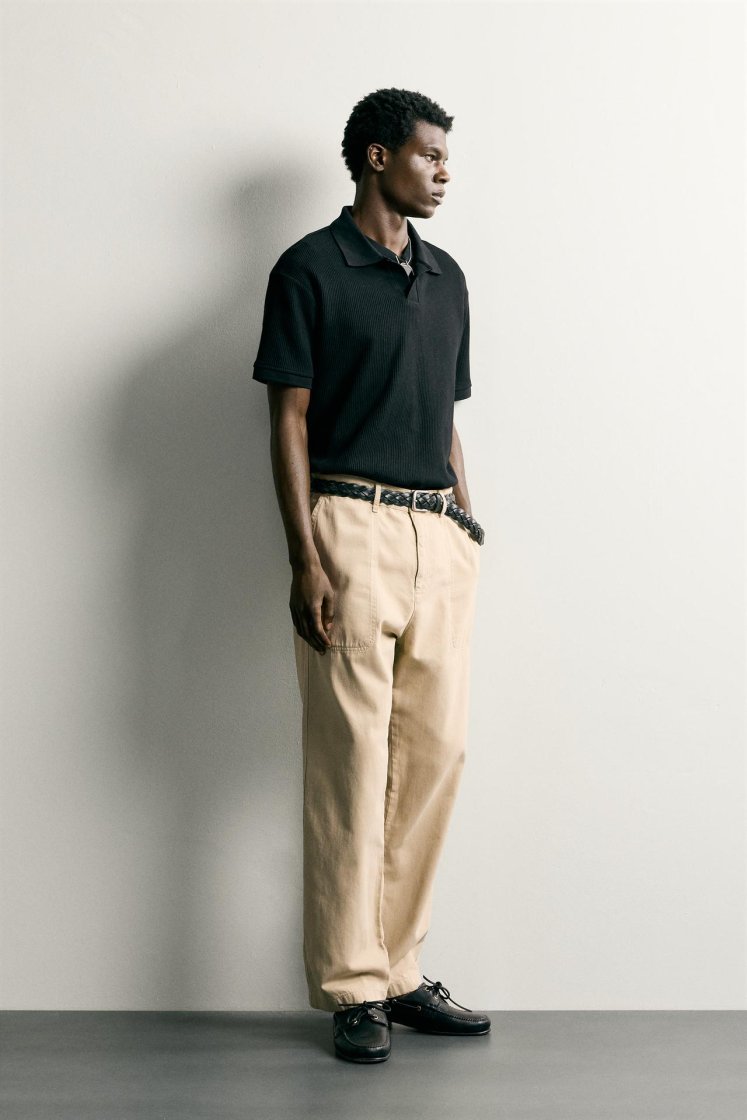 Zara POLO À STRUCTURE VERTICALE — Noir