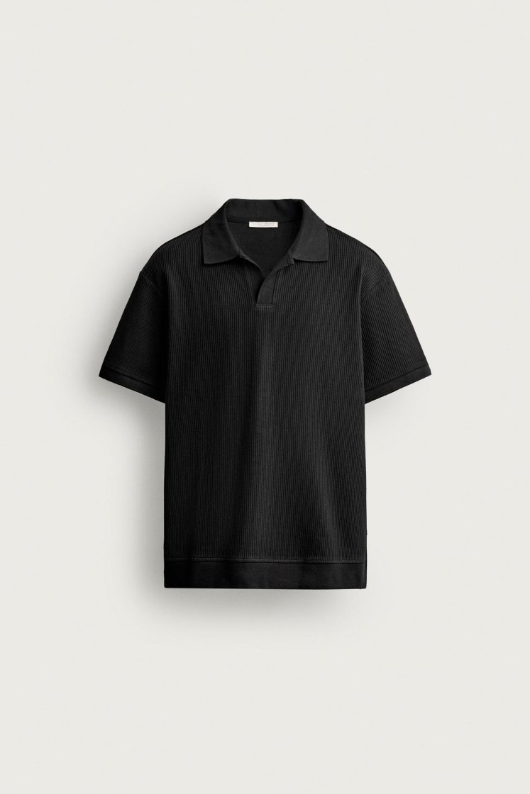 Zara POLO À STRUCTURE VERTICALE — Noir