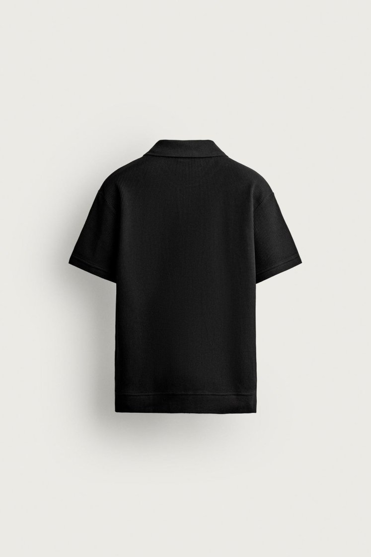 Zara POLO À STRUCTURE VERTICALE — Noir