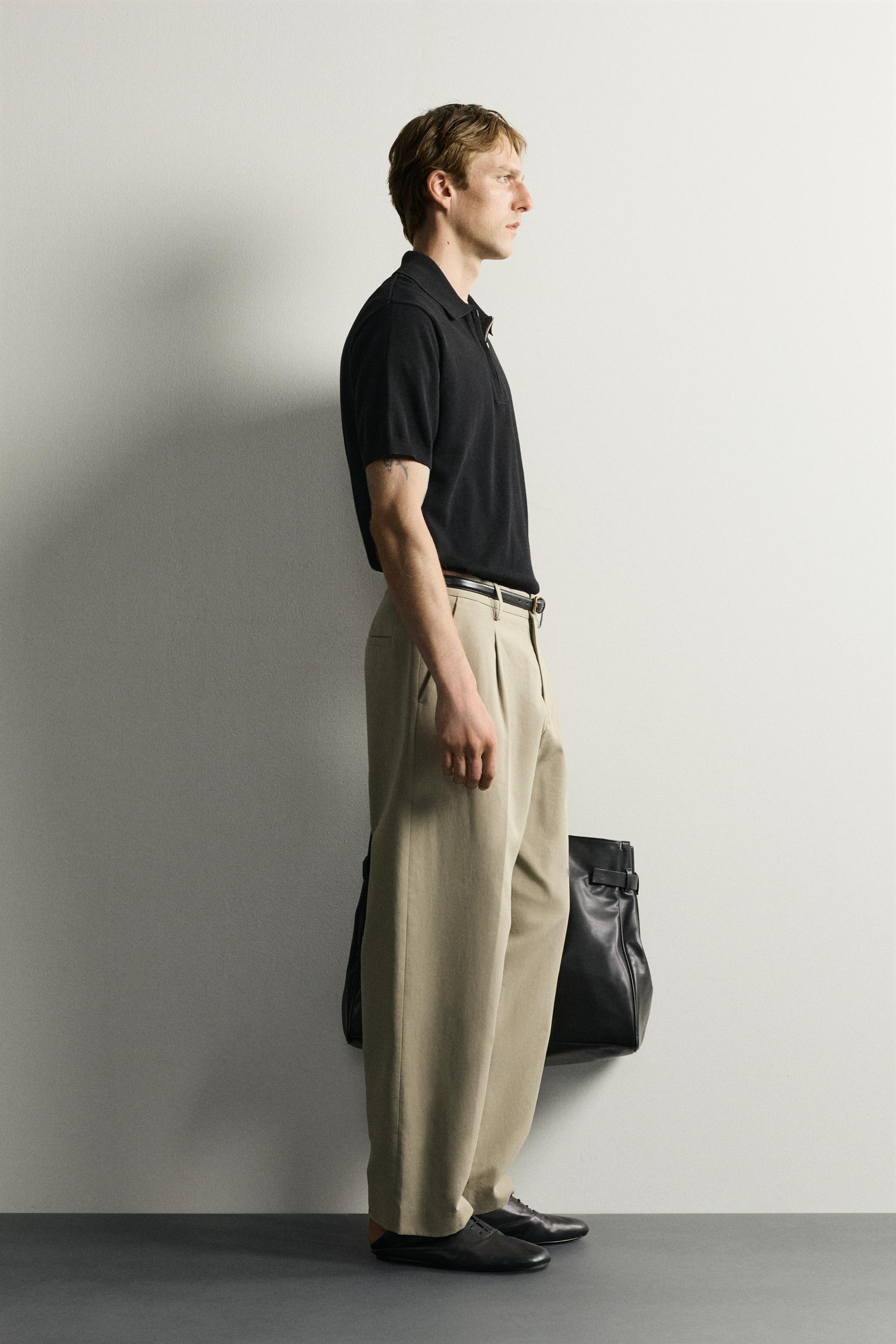 Zara Zip-Collar Knit Polo — Black