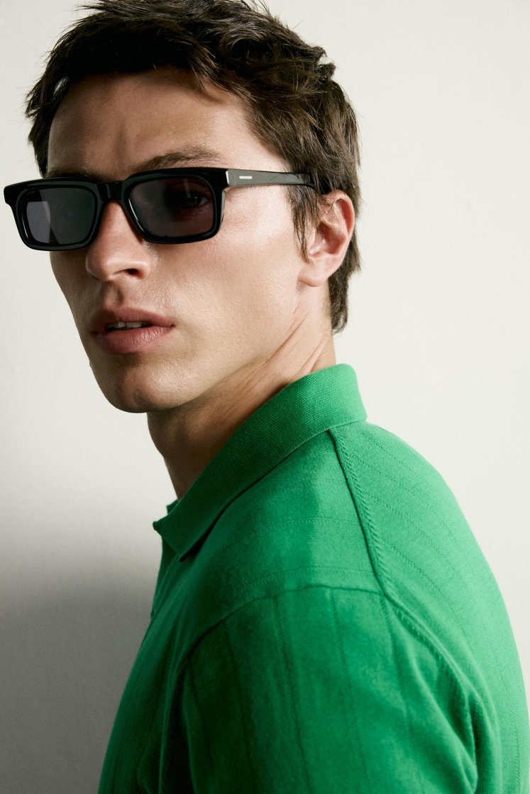 Zara Ribbed Knit Cotton Polo — Green