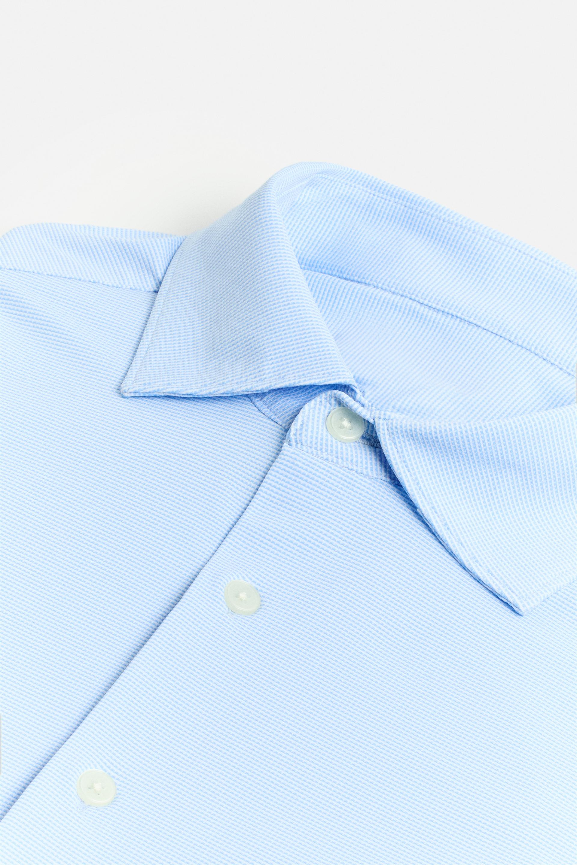 Zara Textured Stretch Fitted Shirt — Sky Blue