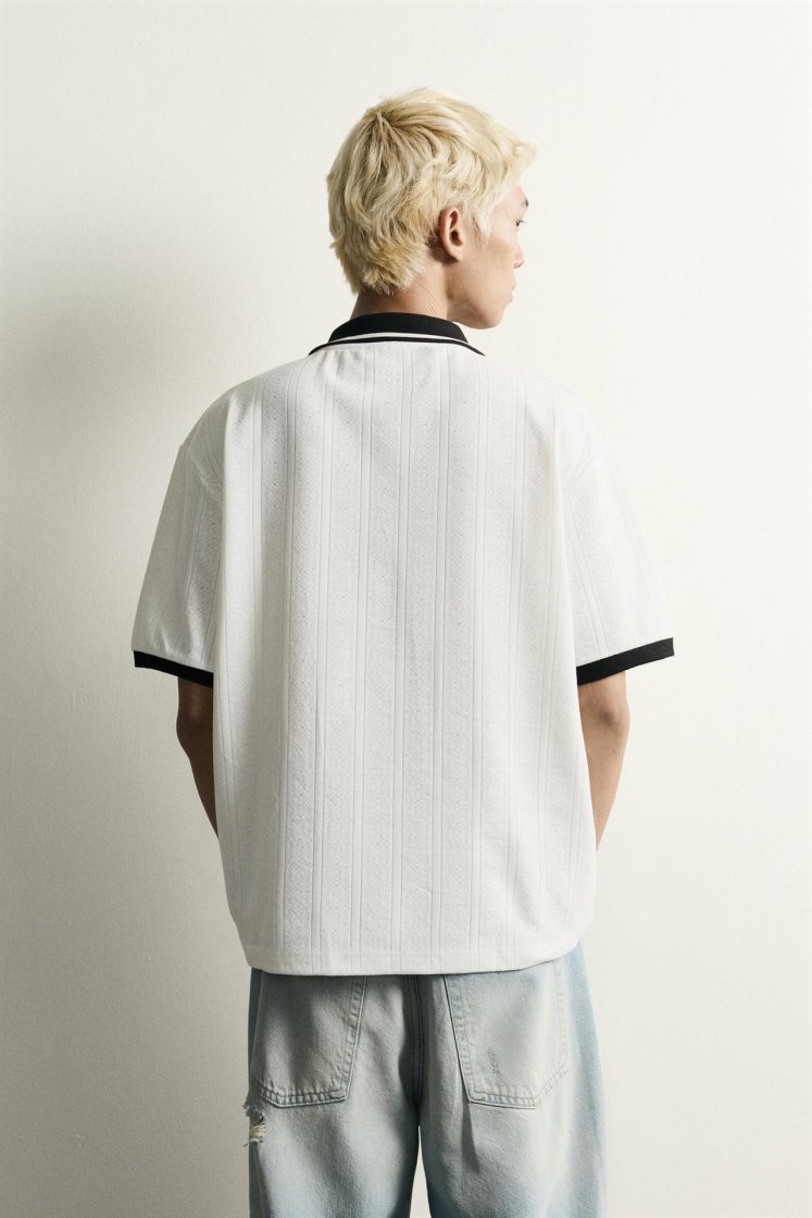 Zara Structured Embroidered Relaxed P — Blanc cassé