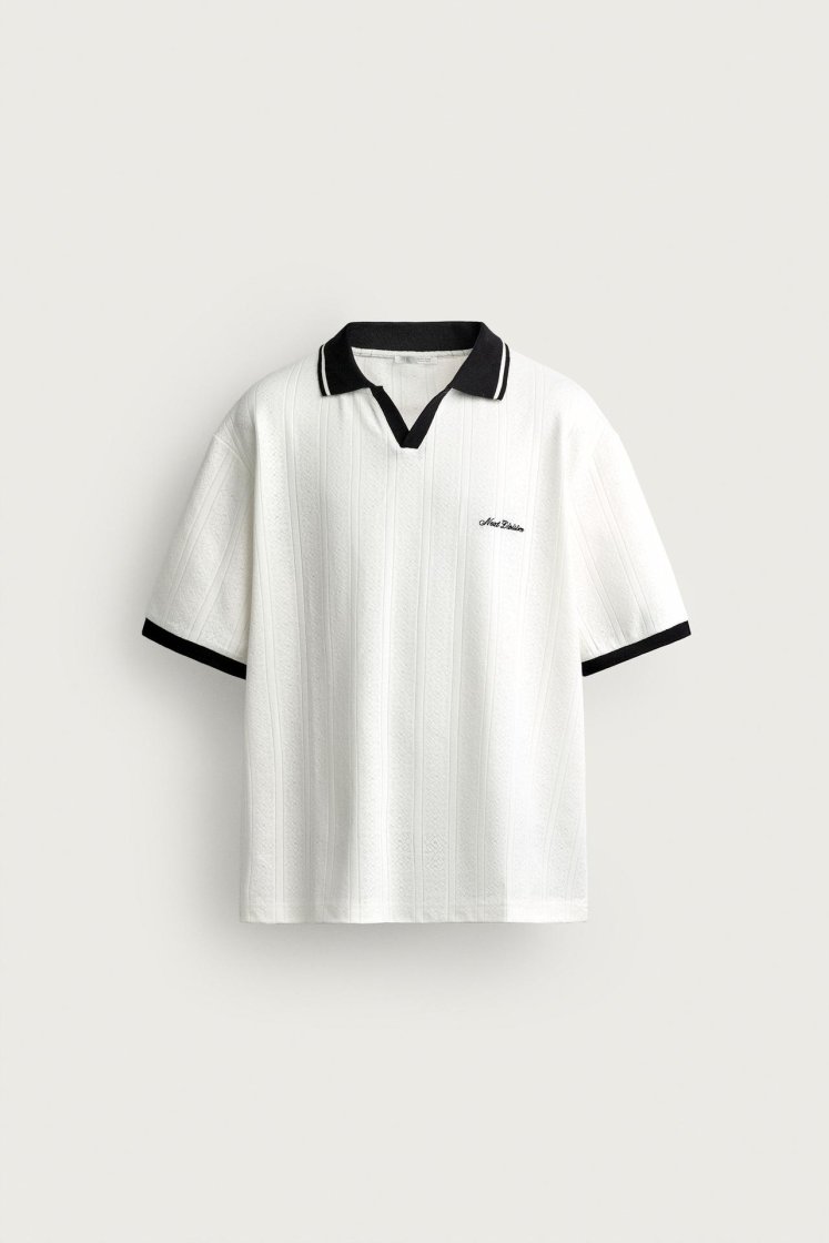 Zara Structured Embroidered Relaxed P — Blanc cassé