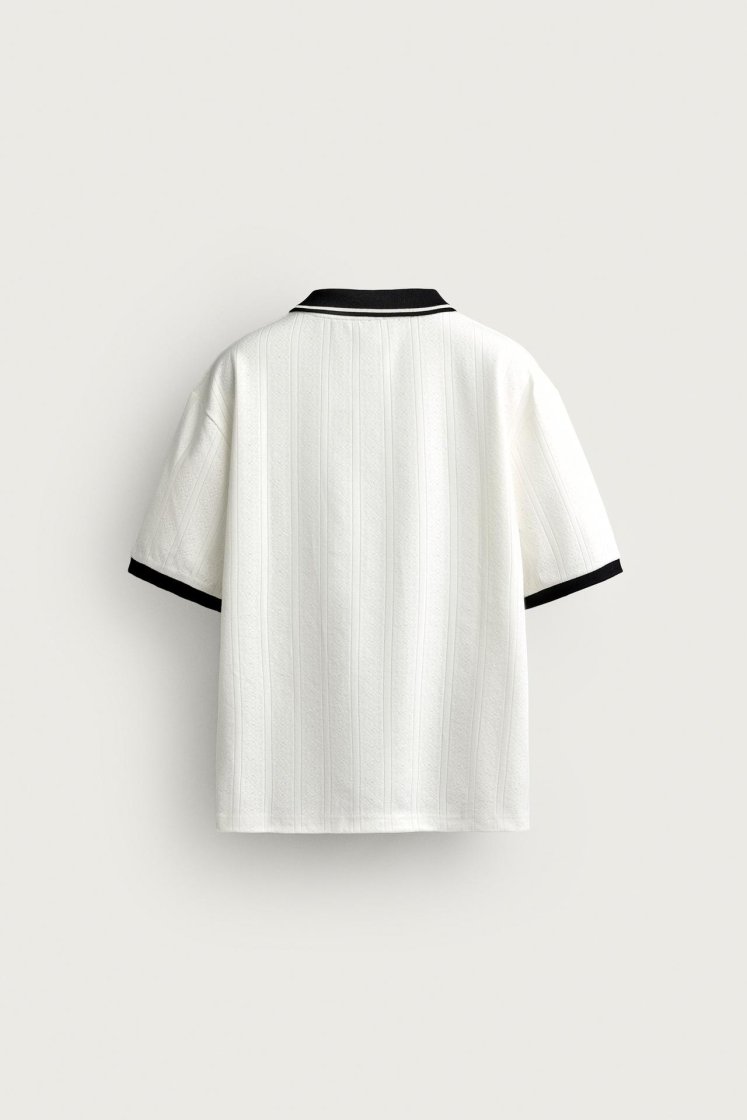 Zara Structured Embroidered Relaxed P — Blanc cassé