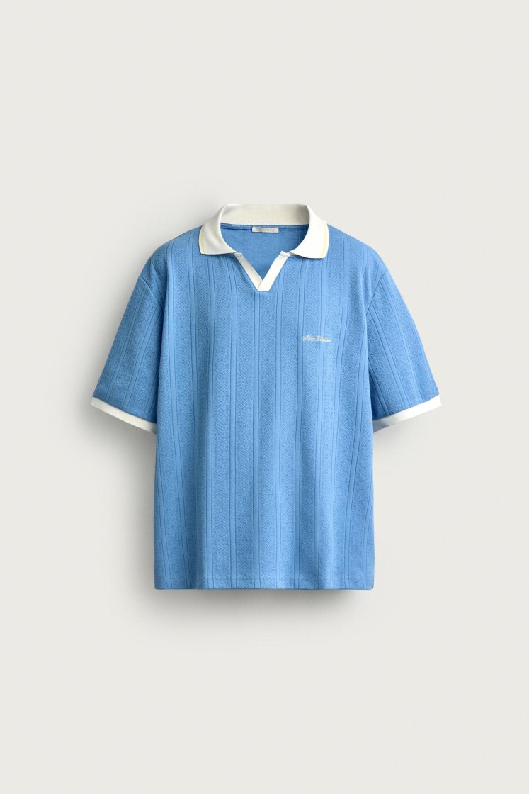 Zara Structured Embroidered Relaxed P — Bleu clair