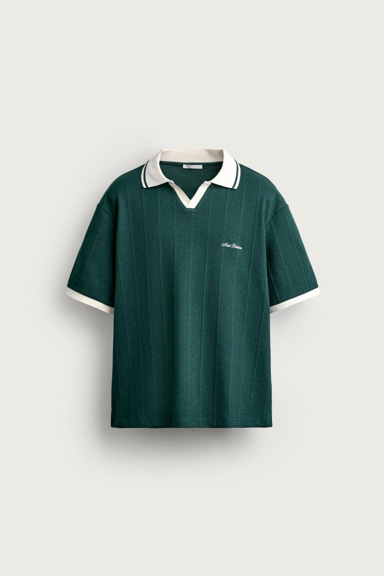 Zara Structured Embroidered Relaxed P — Vert bouteille