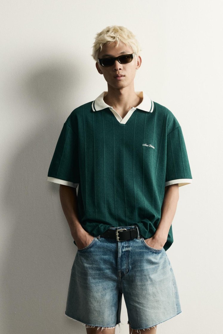 Zara Structured Embroidered Relaxed P — Vert bouteille