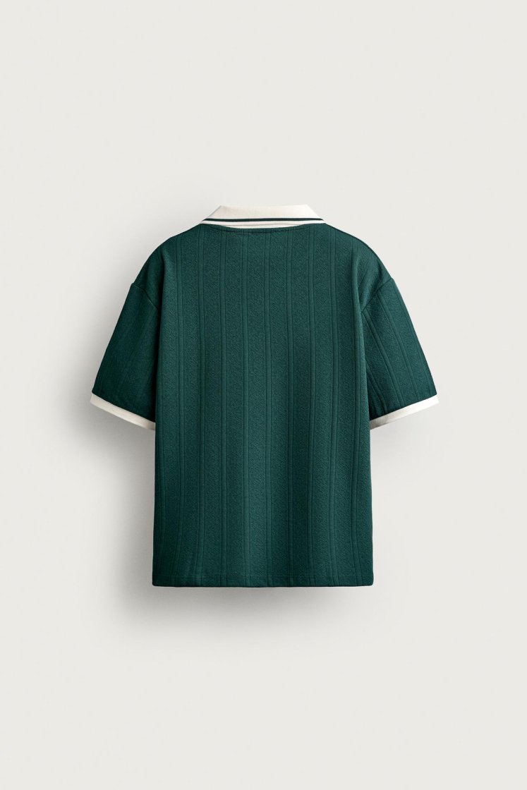 Zara Structured Embroidered Relaxed P — Vert bouteille