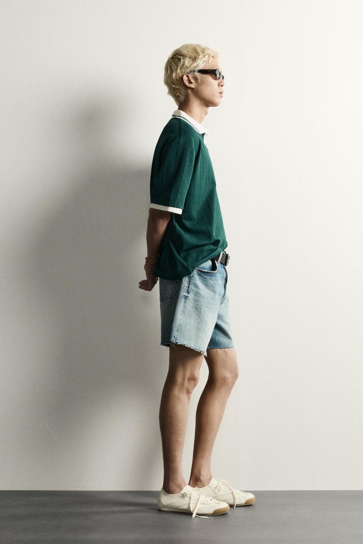 Zara Structured Embroidered Relaxed P — Vert bouteille