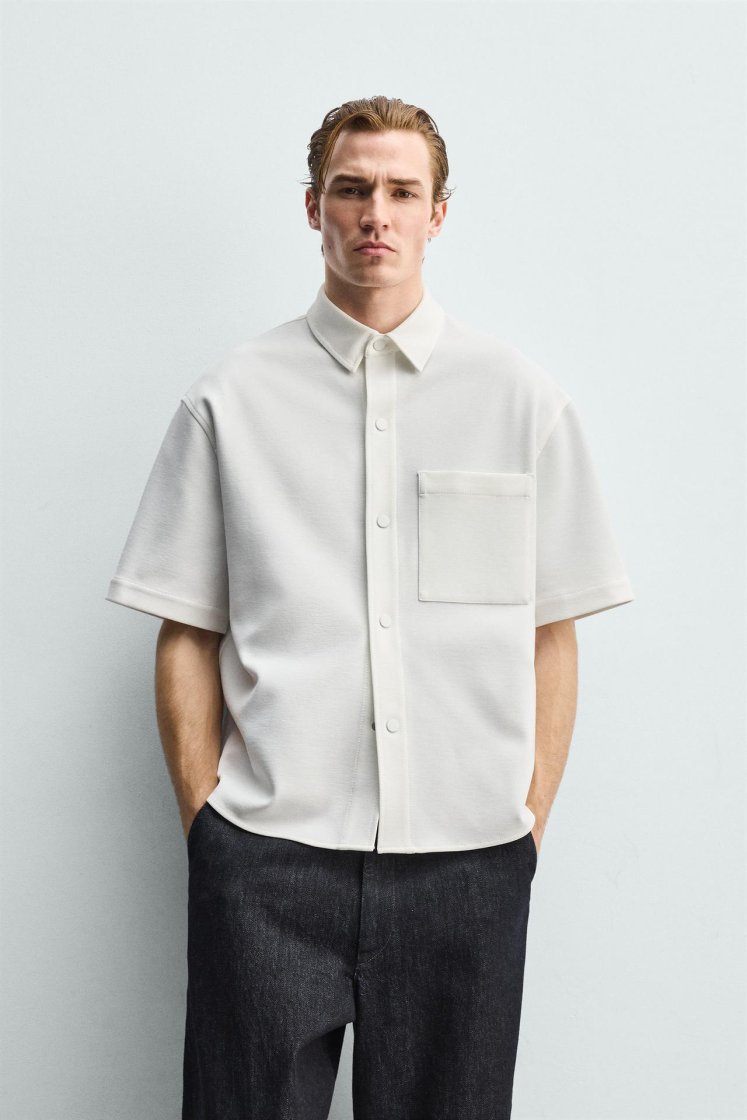 Zara SURCHEMISE CONFORT NON IRON — Blanc cassé