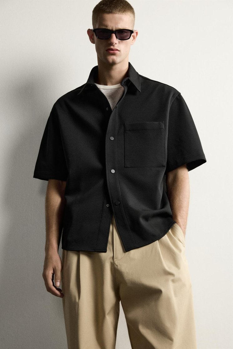 Zara SURCHEMISE CONFORT NON IRON — Noir