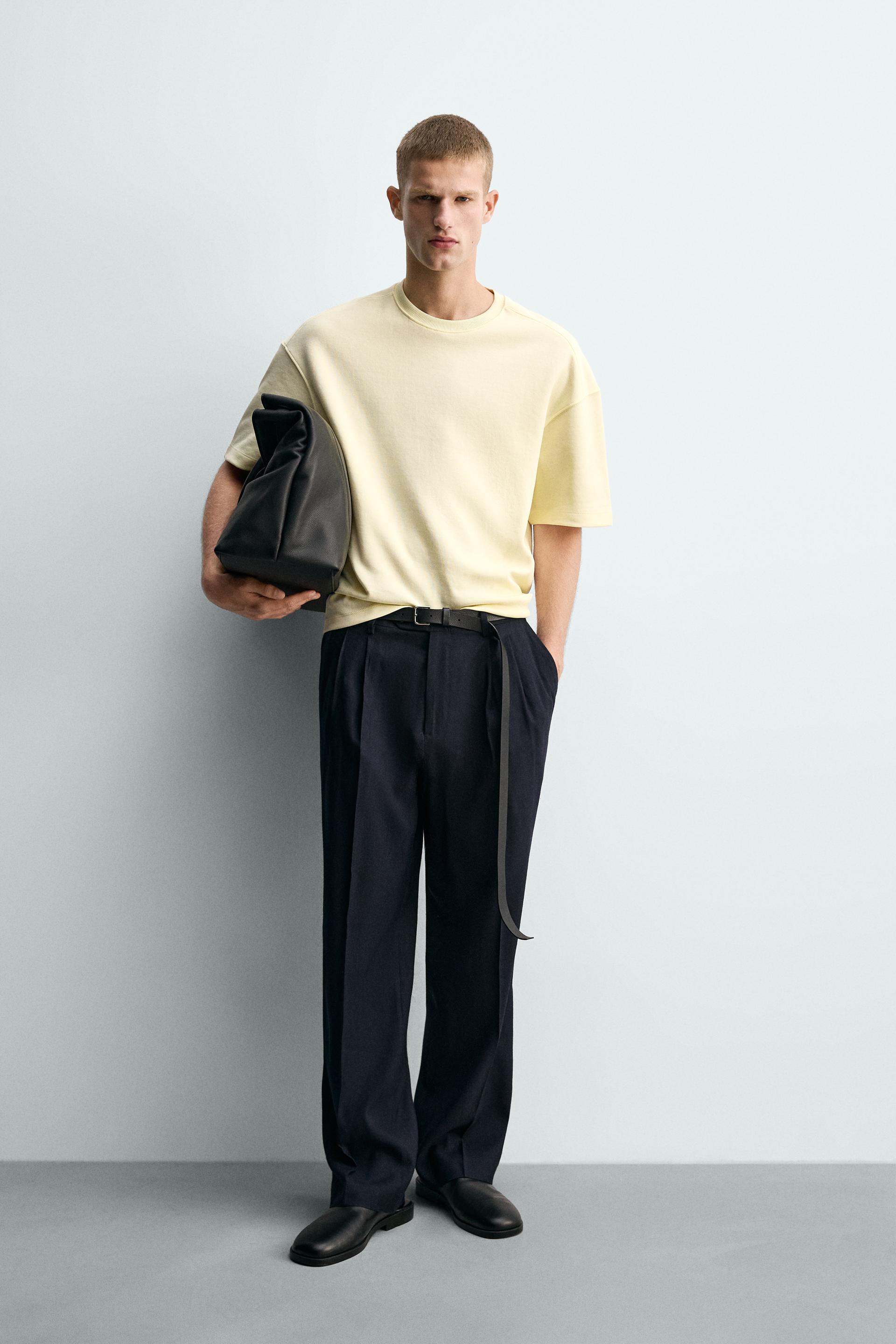 Zara SWEAT INTERLOCK COUPE DÉCONTRACTÉE — Jaune clair