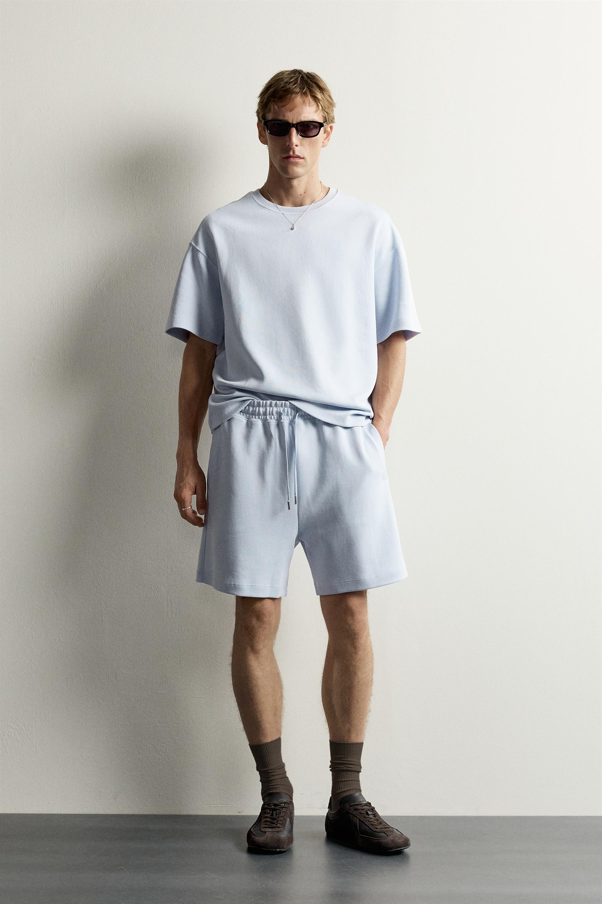 Zara SWEAT INTERLOCK COUPE DÉCONTRACTÉE — Bleu ciel