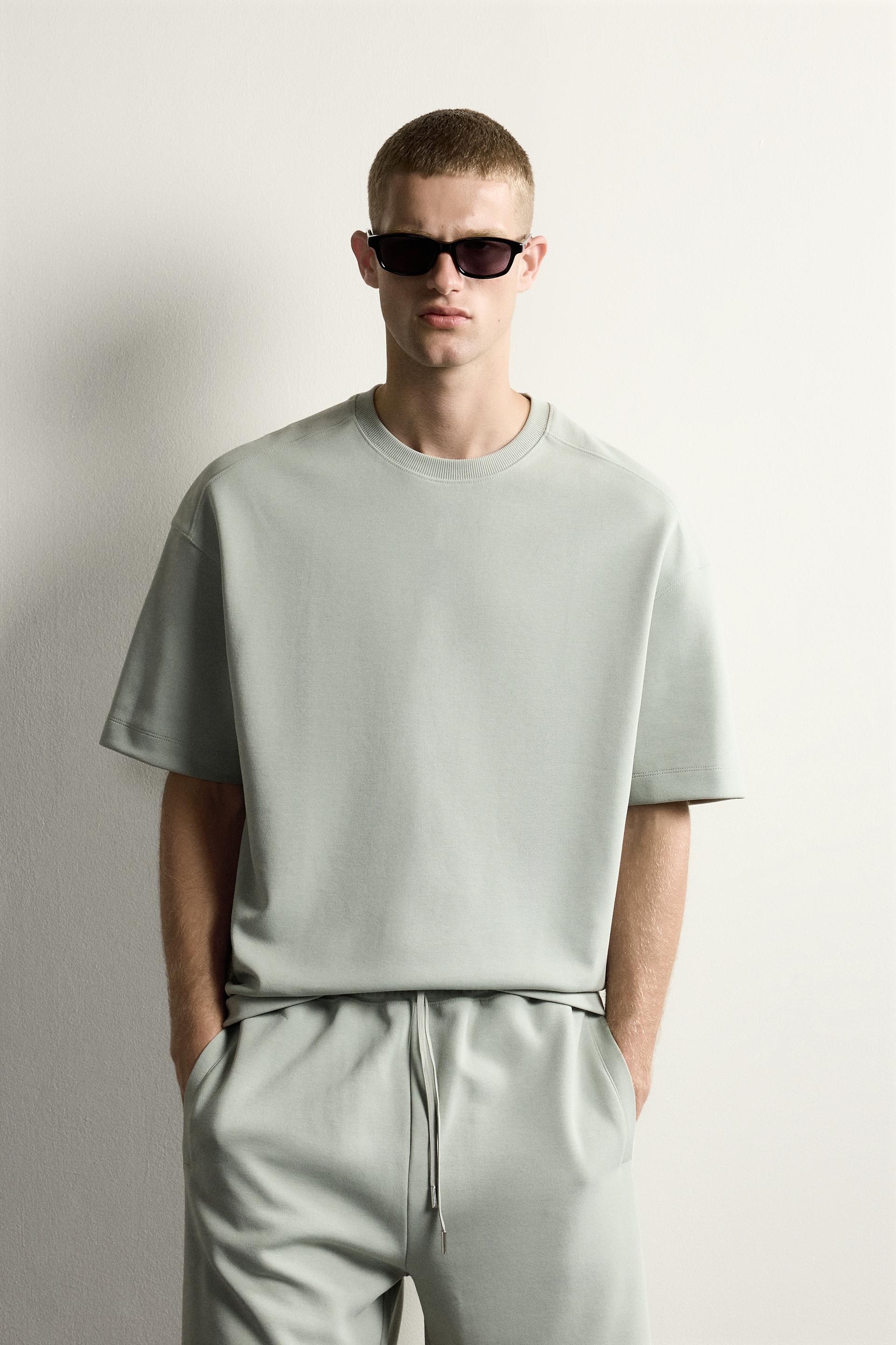 Zara SWEAT INTERLOCK COUPE DÉCONTRACTÉE — vert délavé