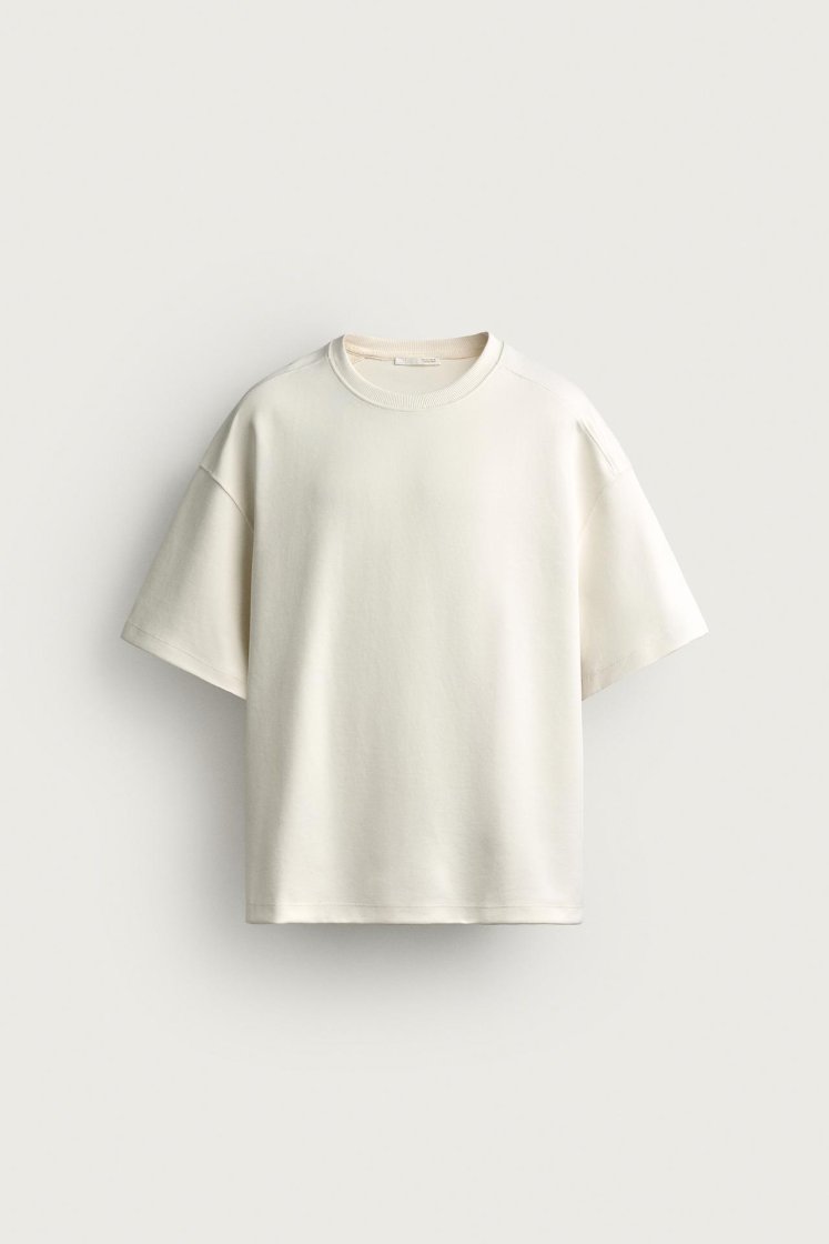 Zara SWEAT INTERLOCK COUPE DÉCONTRACTÉE — Blanc cassé