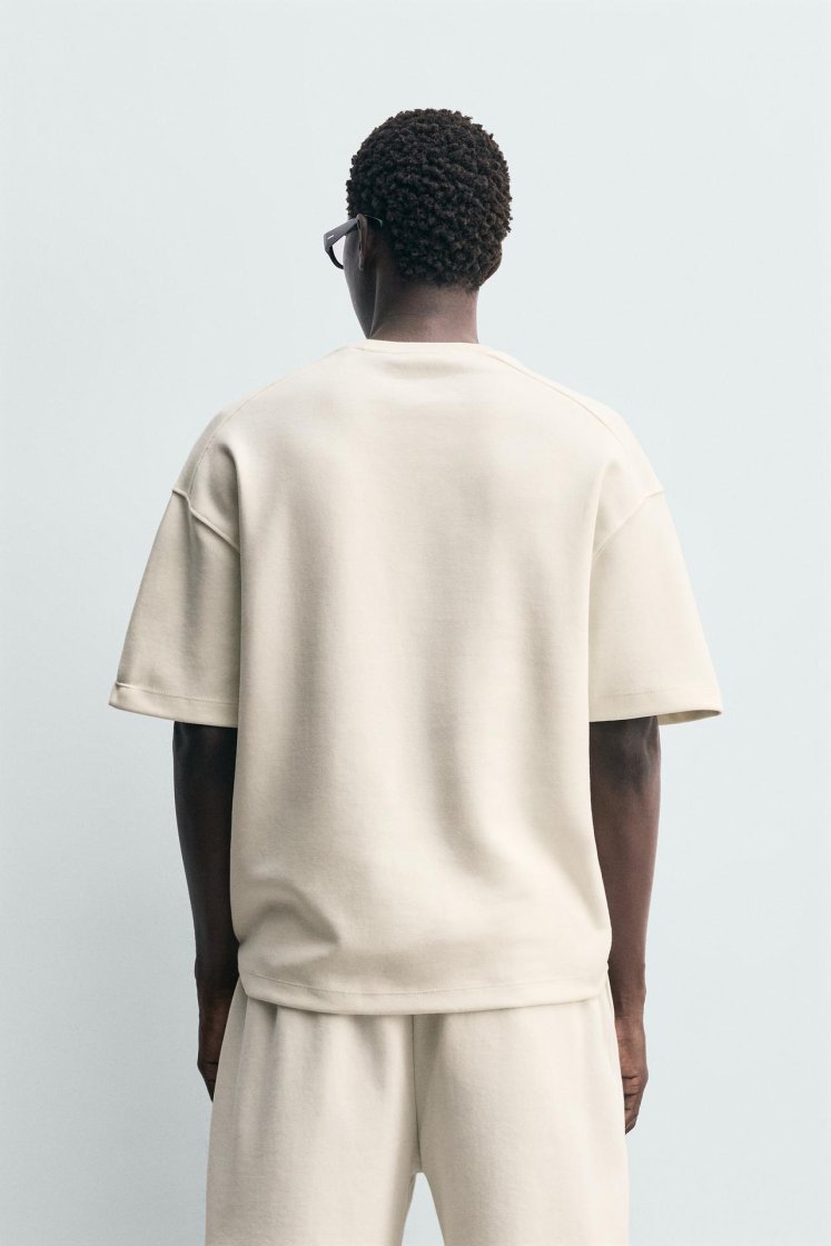 Zara SWEAT INTERLOCK COUPE DÉCONTRACTÉE — Blanc cassé