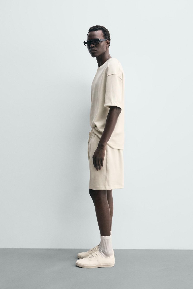 Zara SWEAT INTERLOCK COUPE DÉCONTRACTÉE — Blanc cassé