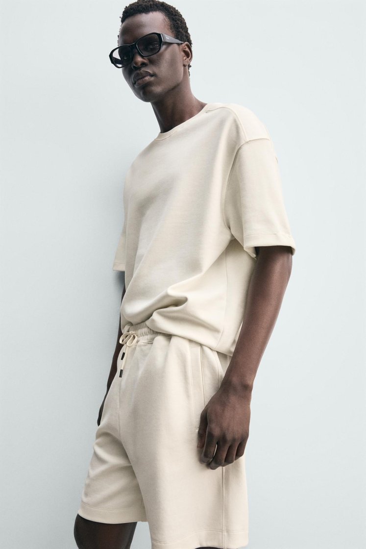 Zara SWEAT INTERLOCK COUPE DÉCONTRACTÉE — Blanc cassé