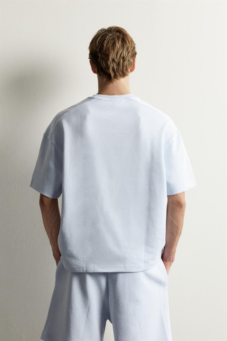 Zara SWEAT INTERLOCK COUPE DÉCONTRACTÉE — Bleu ciel