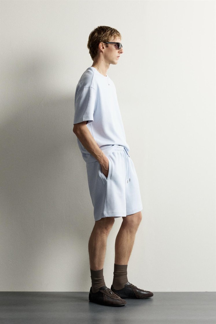 Zara SWEAT INTERLOCK COUPE DÉCONTRACTÉE — Bleu ciel