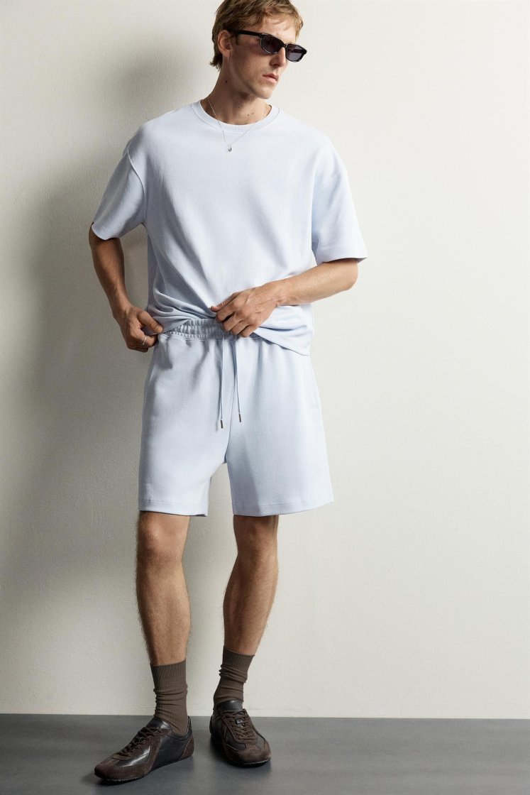 Zara SWEAT INTERLOCK COUPE DÉCONTRACTÉE — Bleu ciel