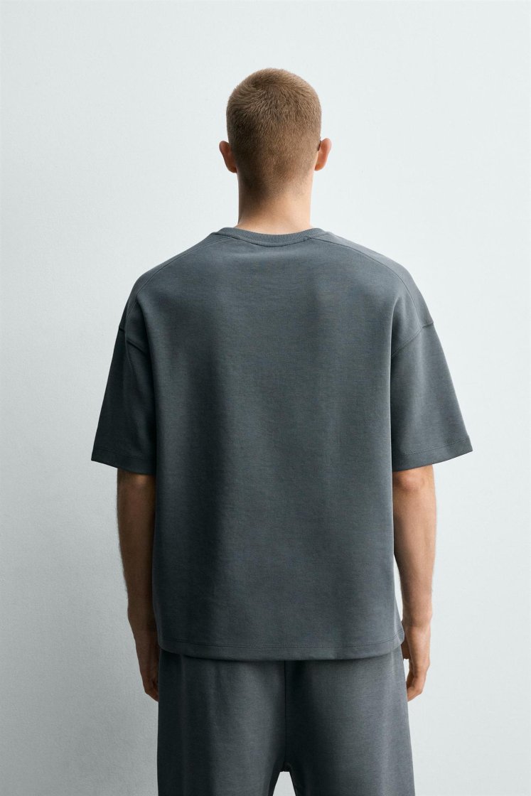 Zara SWEAT INTERLOCK COUPE DÉCONTRACTÉE — Bleu délavé