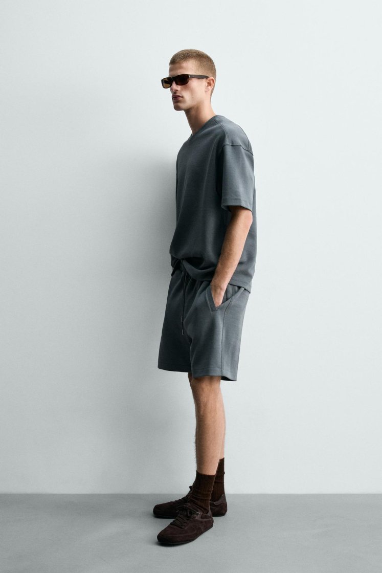 Zara SWEAT INTERLOCK COUPE DÉCONTRACTÉE — Bleu délavé