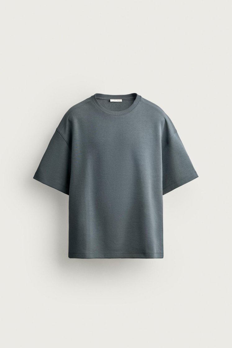 Zara SWEAT INTERLOCK COUPE DÉCONTRACTÉE — Bleu délavé
