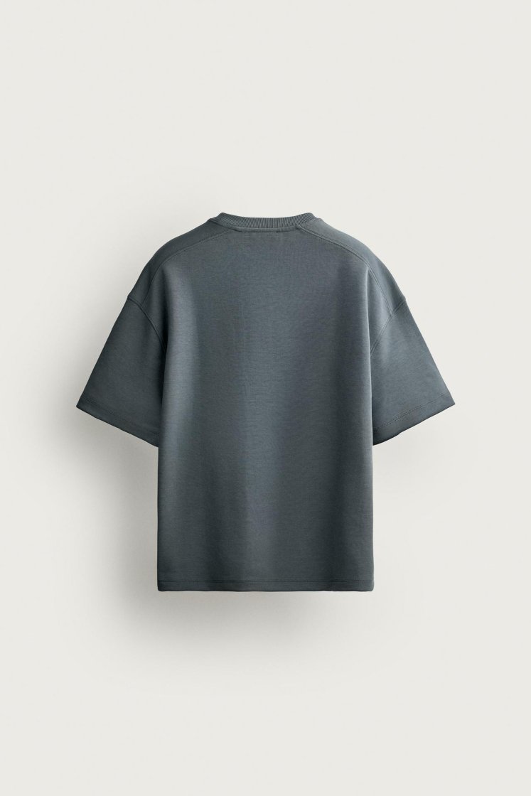 Zara SWEAT INTERLOCK COUPE DÉCONTRACTÉE — Bleu délavé