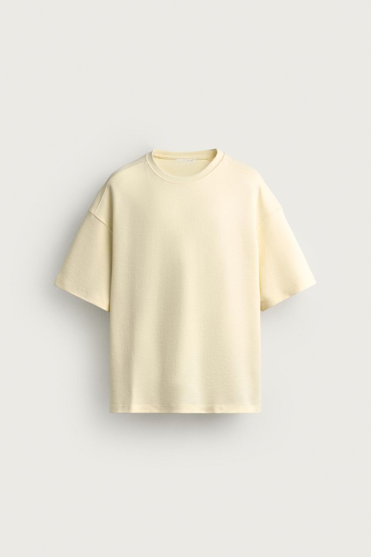 Zara SWEAT INTERLOCK COUPE DÉCONTRACTÉE — Jaune clair