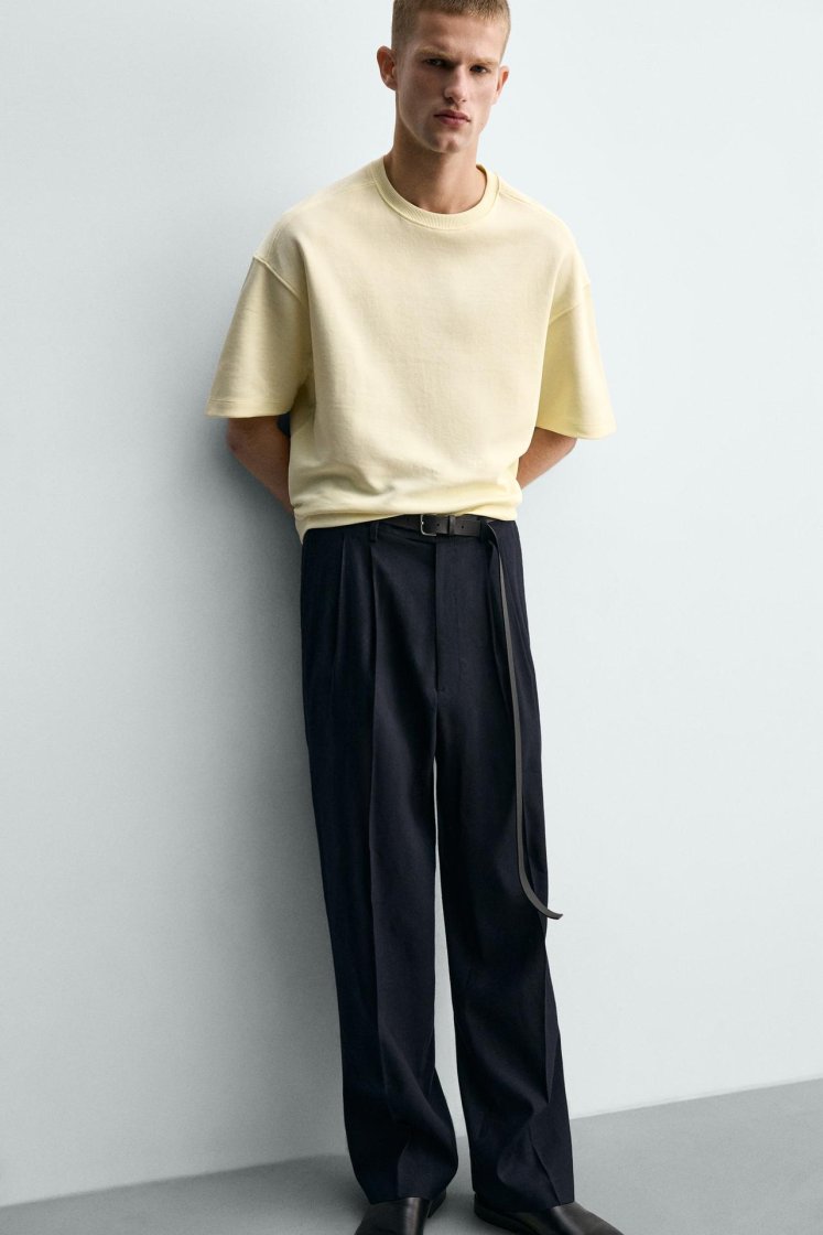 Zara SWEAT INTERLOCK COUPE DÉCONTRACTÉE — Jaune clair