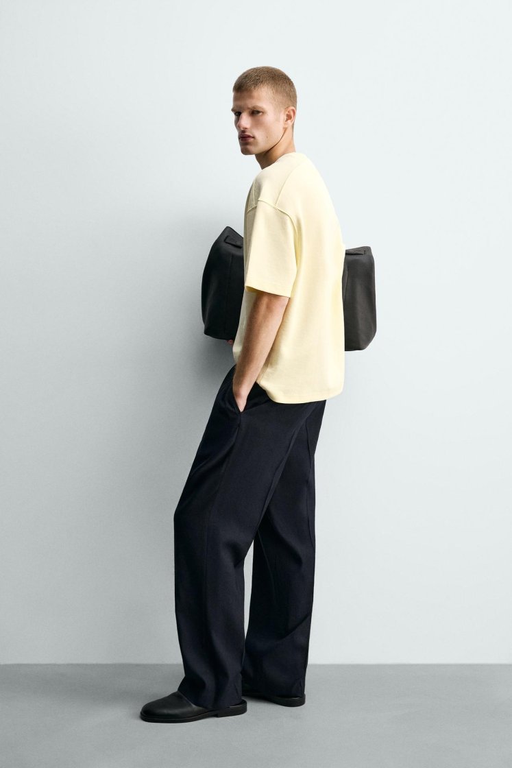 Zara SWEAT INTERLOCK COUPE DÉCONTRACTÉE — Jaune clair