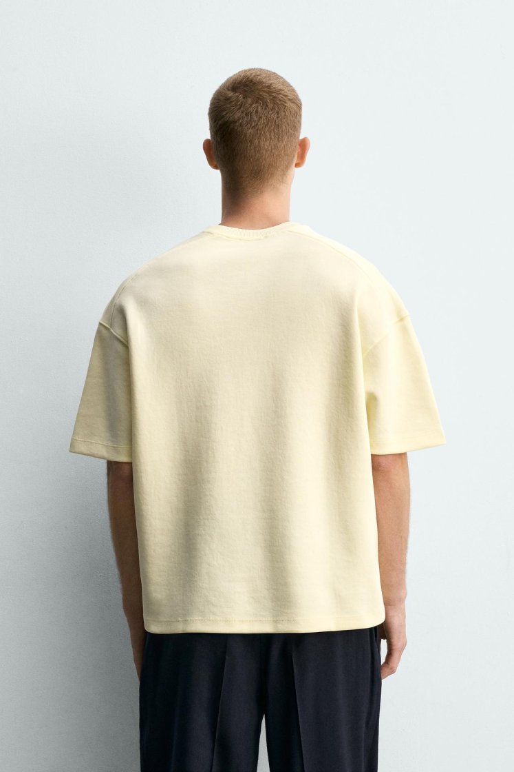Zara SWEAT INTERLOCK COUPE DÉCONTRACTÉE — Jaune clair