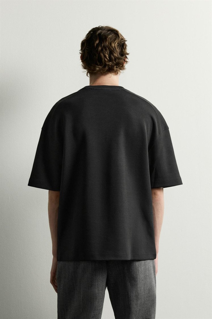 Zara SWEAT INTERLOCK COUPE DÉCONTRACTÉE — Noir
