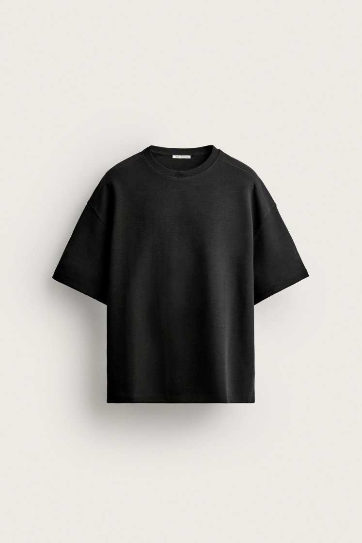 Zara SWEAT INTERLOCK COUPE DÉCONTRACTÉE — Noir
